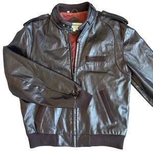 Leather Bomber Jacket Vintage 80s Members Only Moto Racer Brown 42